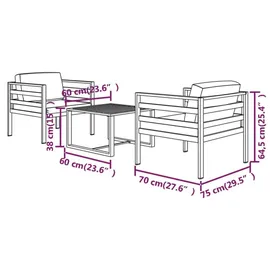 vidaXL Garten-Lounge-Set 3-tlg. anthrazit