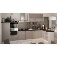 Feldmann-Wohnen Winkelküche L-Form 350 x 150 cm Grau / Beige Matt
