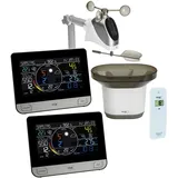 TFA Dostmann Wetterstation WLAN View PRO 35.8003.Plus mit 2 Farbdisplay, Außensensor Wind/Temperatur/Luftfeuchtigkeit, mit Regenmesser, Luftdruck, inkl App & Profi-Wettervorhersage, digital, schwarz