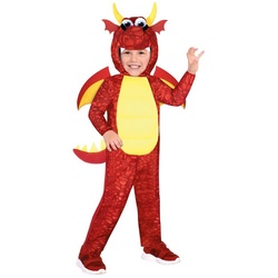 Amscan Kostüm Drachen Kostüm „Red Dragon“ für Kinder – Rot, Comic Tierkostüm rot 6-8 Jahre