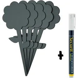 Securit® Silhouette Blumen-Kreidetafeln-Anhänger mit Kreidemarker, 5er-Set