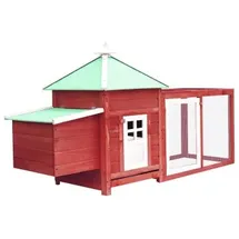 vidaXL Hühnerstall mit Hühnernest Rot 190x72x102 cm Tanne Massivholz