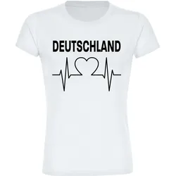 multifanshop Damen T-Shirt - Deutschland - Herzschlag - Druck schwarz - Frauen