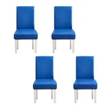 WWYL Esszimmer Stuhlhussen 2er/4er/6er Set, Wasserdichtes Pu Leder Stretch Stuhl-Universell Stuhlhussen Haus Büro Restaurant, Dekor Moderne Spann-Abdeckung (Navy Blau,4-Stück)