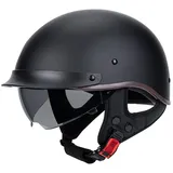 HALYING Retro Motorradhelm Halbschalenhelm mit ECE Genehmigt Braincap mit Visier und Herausnehmbares Innenfutter Schnellverschluss Schnalle, Jethelm Retro, Chopper Helm, Scooter Helm