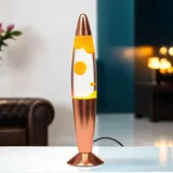 Lavalampe aus Glas Aluminium in Kupfer Klar Orange Partyraum H:36 cm G9 inklusive Leuchtmittel elegante Tischlampe Retro TIMMY