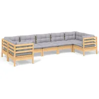 vidaXL Garten-Lounge-Set 7-tlg. grau Kiefernholz