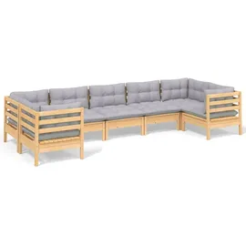vidaXL Garten-Lounge-Set 7-tlg. grau Kiefernholz