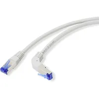 Renkforce RF-4892528 Rj45 Patchkabel Cat 6a S/FTP 0.50m Grau 90° nach unten gewinkelt