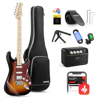 Donner E-Gitarre, 39" E Gitarren Set HSS Pickup Coil Split, Elektrische Gitarre Beginner Set mit Verstärker, Tasche, Zubehör, DST-152S Sunburst