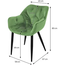 ML-Design Esszimmerstühle 2er Set Salbei aus Dickem Samtstoff