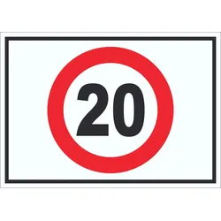 Tempo 20 km/h Geschwindigkeitsbegrenzung Aufkleber Symbol A9 (37x52mm)