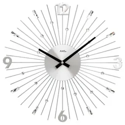 AMS -Wanduhr Silber Quarz 39cm- 9652