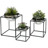 DanDiBo Ambiente Blumenhocker 25 x 35 x 25 cm Schwarz Silber