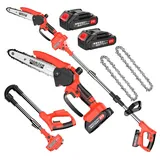 reffmov Akku-Kettensäge Teleskop Astsäge Hochentaster, Teleskopsäge Akku Astschere Satz, 2-in-1 Design Brushless-Motor rot