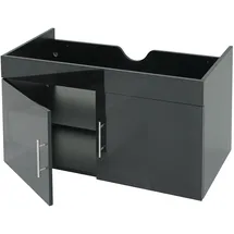 Mendler Waschbeckenunterschrank HWC-D16, Waschtischunterschrank Waschtisch Unterschrank Badmöbel, FSC® hochglanz 90cm ~ schwarz