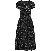 Hell Bunny Hello Goodbye Dress Frauen Langes Kleid schwarz/weiß S 100% Viskose Gothic, Rockabilly - S