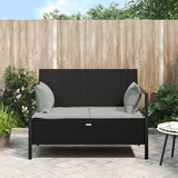 TANZEM Gartenbank 2-Sitzer mit Kissen Schwarz Poly Rattan Terrassenmöbel, Wetterfeste Bank, Outdoor Bank, Parkbank, Garten Banken, Deko Bank, Gartenmöbel - 364112