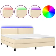 vidaXL Boxspringbett mit Matratze & LED Creme 180x200 cm Stoff