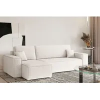 Kaiser Möbel Ecksofa mit schlaffunktion und bettkasten, Ecksofa L-Form, Eckcouch L-Form BEST stoff NEVE Links Ecru - Beige