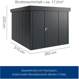 hörmann stauraumsysteme Hörmann Metall-Gerätehaus Juno mit Flachdach, Jfd11 - Design, 262 x 310 cm B x T),anthrazit,