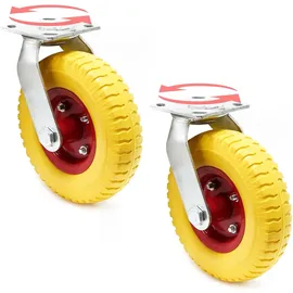 Wiltec Lenkrollen Set 2x Ø220mm bis 100 kg Gelb