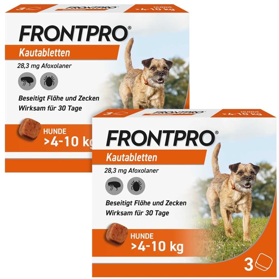 FRONTPRO Kautabletten für Hunde gegen Zecken & Flöhe 4-10 kg