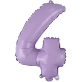 Homéa, Ballon Zahl 4, Metallise, aus Aluminium, mit Strohhalm, Höhe 40 cm, mehrfarbig