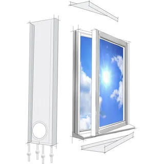 Lifetime Air Fensterabdichtung 320cm Für Mobile Klimageräte und Abluft-Wäschetrockner, Window Kit Universal passend für alle Schlauchgrößen, Wasserdicht, Winddicht