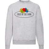Fruit of the Loom Classic Raglan Sweat mit Vintage-Logo auf der Brust, graumeliert - Vintage-Logo groß, XL