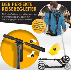 Kesser KESSER® Cityroller Scooter 205mm Räder PU Big Wheel - Pro-S Tretroller mit Doppel Federung, City-Roller, klappbar und Höhenverstellbar, Kickscooter für Erwachsene und Kinder