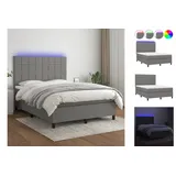 vidaXL Boxspringbett mit Matratze & LED Dunkelgrau 140x200 cm Stoff