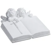 Relaxdays Grabengel mit Buch Weiß,Silber