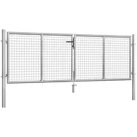 vidaXL Gartentor Verzinkter Stahl 306 x 125 cm Silbern