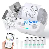 Mini Drucker, X100 Tragbarer Aufkleber Drucker mit 10 Rollen Druckerpapier, Etikettendrucker Bluetooth, Thermodrucker für Notizen, Fotos, Tagebücher, Heimwerken, kompatibel mit iOS und Android