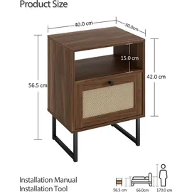 luxuskollektion Rattan Nachttisch mit Schublade