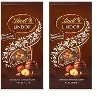 Lindt Schokolade LINDOR Kugeln Haselnuss Milchschokolade| 137 g Beutel | ca. 10 Kugeln Vollmilchschokolade mit zartschmelzender Nuss-Füllung | Pralinen-Geschenk | Schokoladen-Geschenk (Packung mit 2)