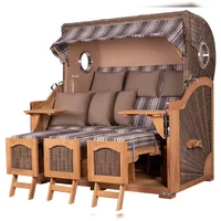 Mr. Deko Strandkorb Komplettset - bene living - Ammersee Grande XXL Teak - PE grau - Modell 522 - inkl. Liftersystem