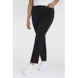 KjBrand Stoffhose "Hose Bea in Bi-Stretch Kammgarnoptik mit Bügelfalte", Damen, Gr. 42, N-Gr, schwarz, Web, Obermaterial: 63% Polyester, 35% Viskose, 2% Elasthan, unifarben, weit, unten schmal normal, Hosen Stoffhose, Sommerhose, ideal für kräftige Oberschenkel