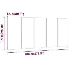vidaXL Kopfteil Hochglanz-Weiß 200x1,5x80 cm Holzwerkstoff
