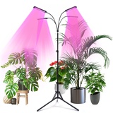 KIOPOWQ LED Pflanzenlampe Wachstumsleuchte Pflanzenlicht Grow Lampe für Zimmerpflanzen Blumen 4 Köpfe LED Vollspektrum Pflanzenleuchten mit Ständer und Clip 30W