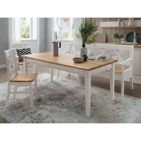 Casamia Esstisch Esstisch Esszimmer Tisch Monza 180/200x90/100cm Massivholz weiß weiß