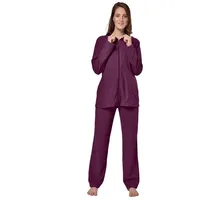 RAIKOU Hausanzug Eleganter einfarbiger Damen Hausanzug / samtig-weiche Freizeitanzug mit Reißverschluss rot 40/42