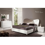 JVmoebel Schlafzimmer-Set Schlafzimmer Bett Nachttisch Kommode Spiegel Garnitur Weiß Set 5tlg, Made in Europa weiß