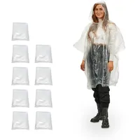 Relaxdays Regenponcho Unisex Transparent/Weiß 95 cm