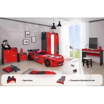 Aileenstore Kinderzimmer komplett Set Autobett Rio 5 teilig Rot