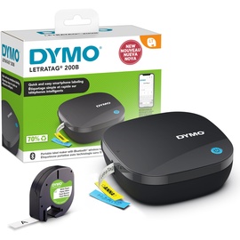 DYMO LetraTag 200B-Beschriftungsgerät mit Bluetooth | kompakter Etikettendrucker | verbindet sich über Wireless Bluetooth-Technologie mit iOS und Android | inklusive 1 x Papierschriftband in Weiß