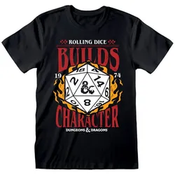 D&D T-Shirt Rolling Dice Builds Character - S