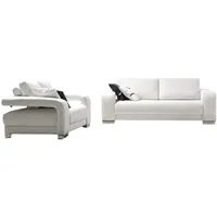 Xlmoebel Sofa Sofa-Set mit 3+2 Sitzplätzen aus Leder in modernem Design, 2 Teile, Hergestellt in Europa weiß
