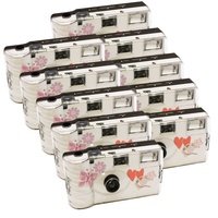 10 x 1A PHOTO PORST Hochzeitskamera mit Schmetterling / Einwegkamera / Partykamera (je 27 Fotos, mit Blitz, 10-er Pack)